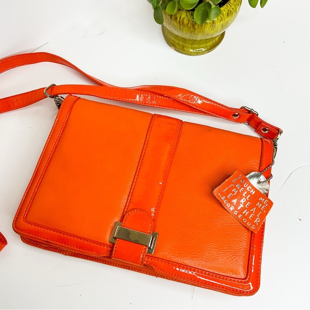LA DIVA Orange Patent Leather Crossbody Bag | Made in Italy